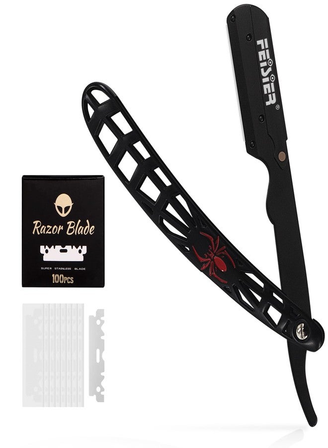 FEISIER Straight Razors for Men, Professional Straight Single Edge Razor Kit, Stainless Steel Barber Razor with 100 Replacment Blades,Premium Barber Razor for Men's Shaving Salon - Image 1